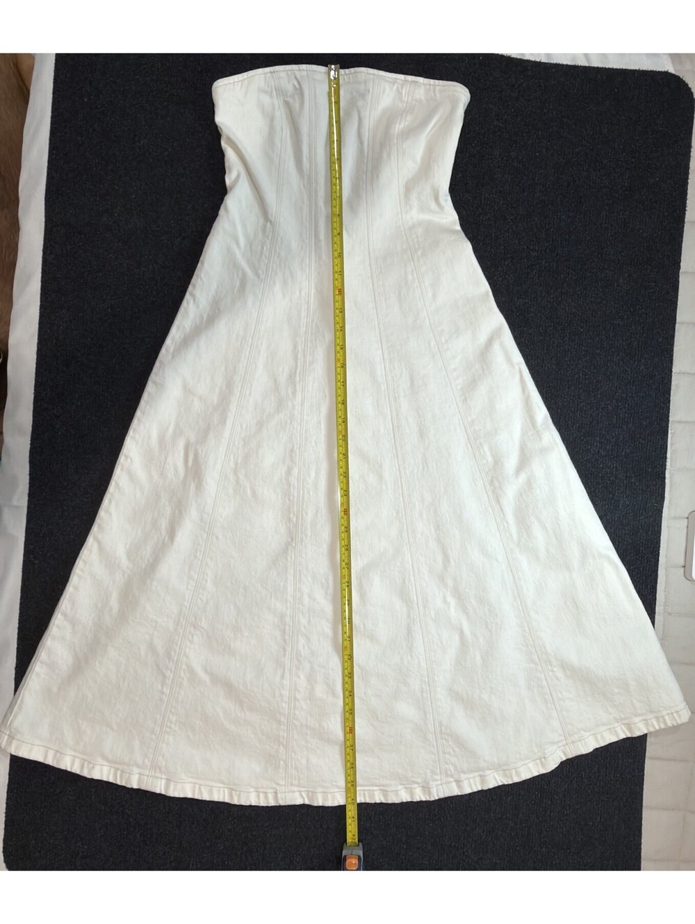 Abercrombie & Fitch XSP White Denim Strapless Maxi Dress Petite Fit Flare